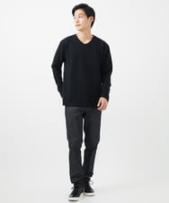MKKAC25069 MK MICHEL KLEIN HOMME(MKミッシェルクランオム) Vネックカットソー/フクレジャガード ブラック