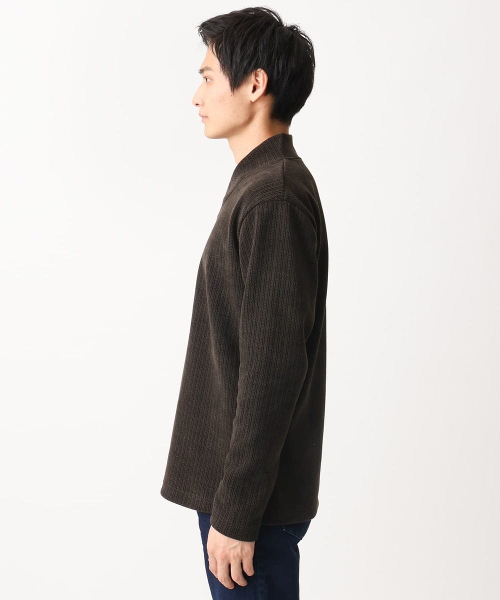 MKKAC27099 MK MICHEL KLEIN HOMME(MKミッシェルクランオム) ショールカラーカットソー / モールケーブル ブラウン