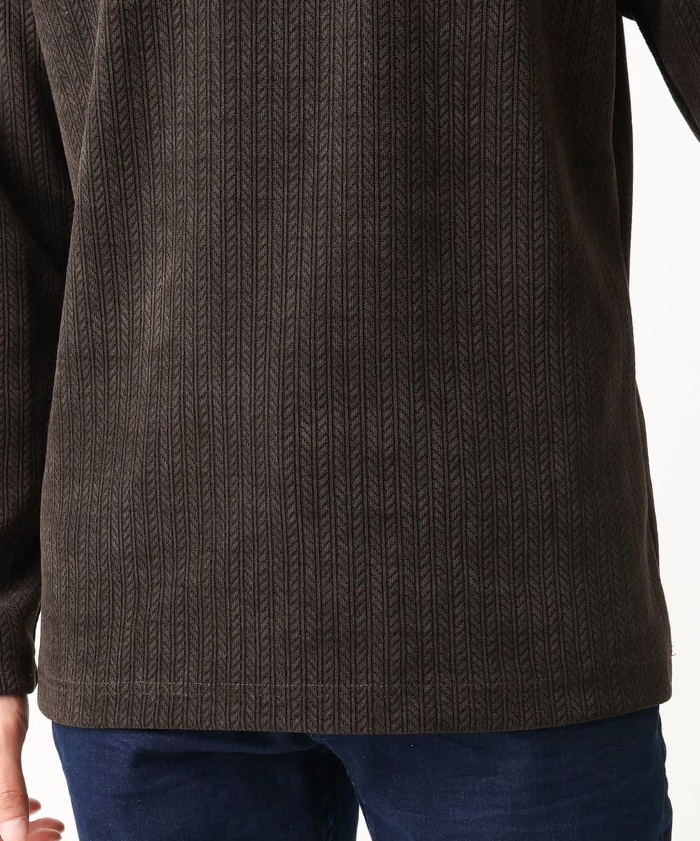 MKKAC27099 MK MICHEL KLEIN HOMME(MKミッシェルクランオム) ショールカラーカットソー / モールケーブル ブラウン