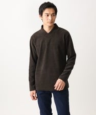 MKKAC27099 MK MICHEL KLEIN HOMME(MKミッシェルクランオム) ショールカラーカットソー / モールケーブル ブラウン