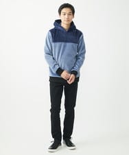 MKKAC29099 MK MICHEL KLEIN HOMME(MKミッシェルクランオム) プルオーバーパーカー/マイクロベロア  ライトブルー