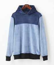 MKKAC29099 MK MICHEL KLEIN HOMME(MKミッシェルクランオム) プルオーバーパーカー/マイクロベロア  ライトブルー