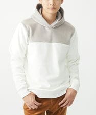 MKKAC29099 MK MICHEL KLEIN HOMME(MKミッシェルクランオム) プルオーバーパーカー/マイクロベロア  ホワイト