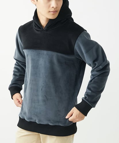 MKKAC29099 MK MICHEL KLEIN HOMME プルオーバーパーカー/マイクロベロア 