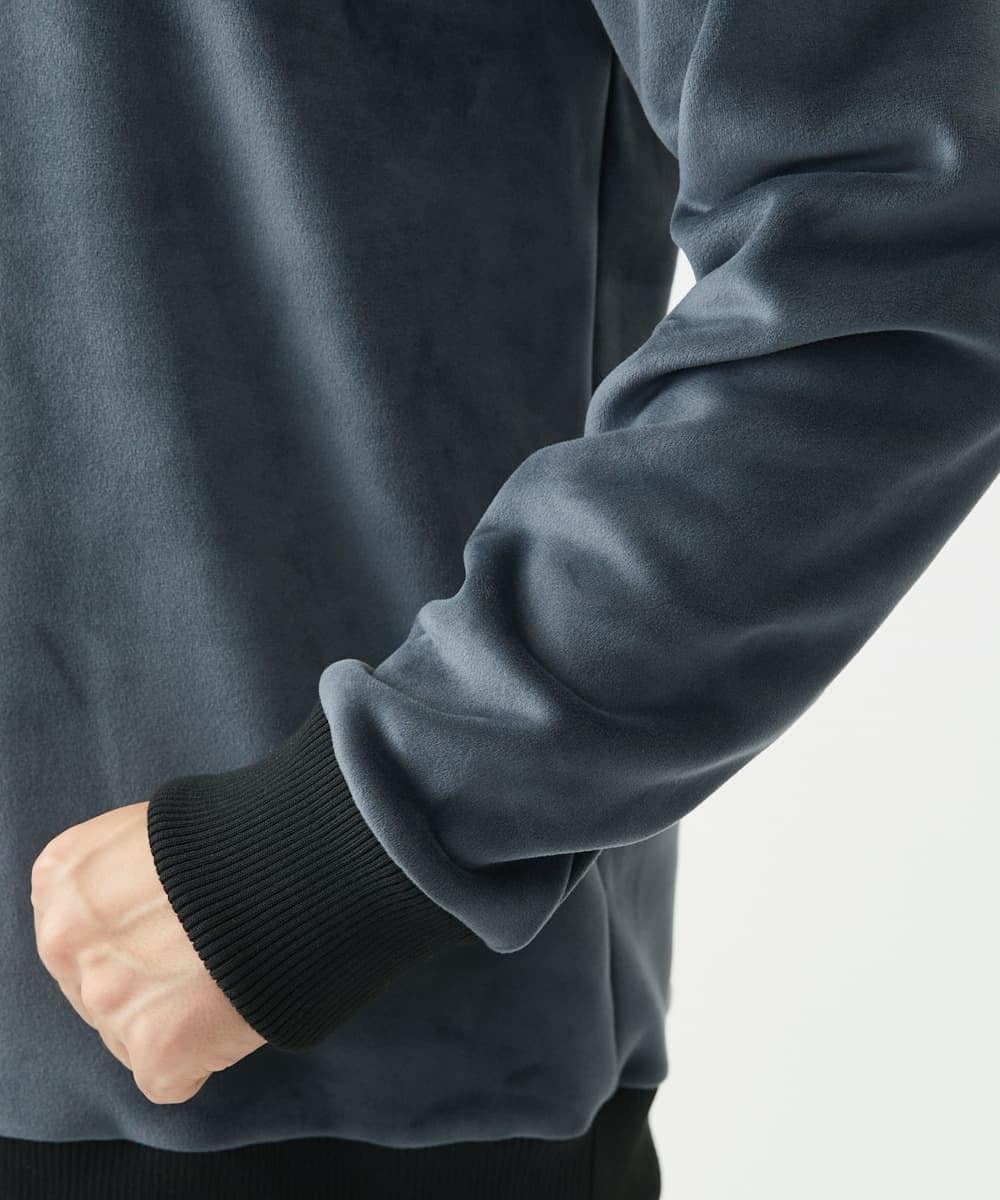 MKKAC29099 MK MICHEL KLEIN HOMME(MKミッシェルクランオム) プルオーバーパーカー/マイクロベロア  ダークグレー
