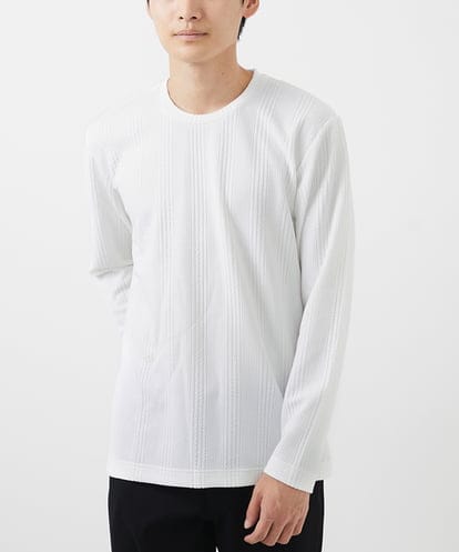 MKKAC30045 MK MICHEL KLEIN HOMME 【大きいサイズあり】クルーネック長袖カットソー/フクレストライプ