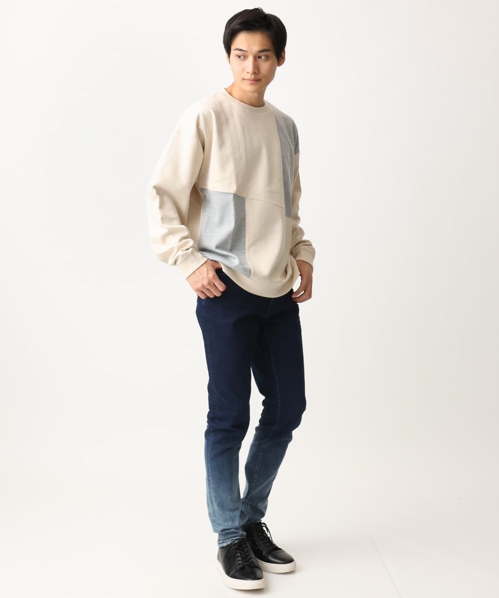 MKKAC82069 MK MICHEL KLEIN HOMME(MKミッシェルクランオム) スエード切り替えスウェット グリーン