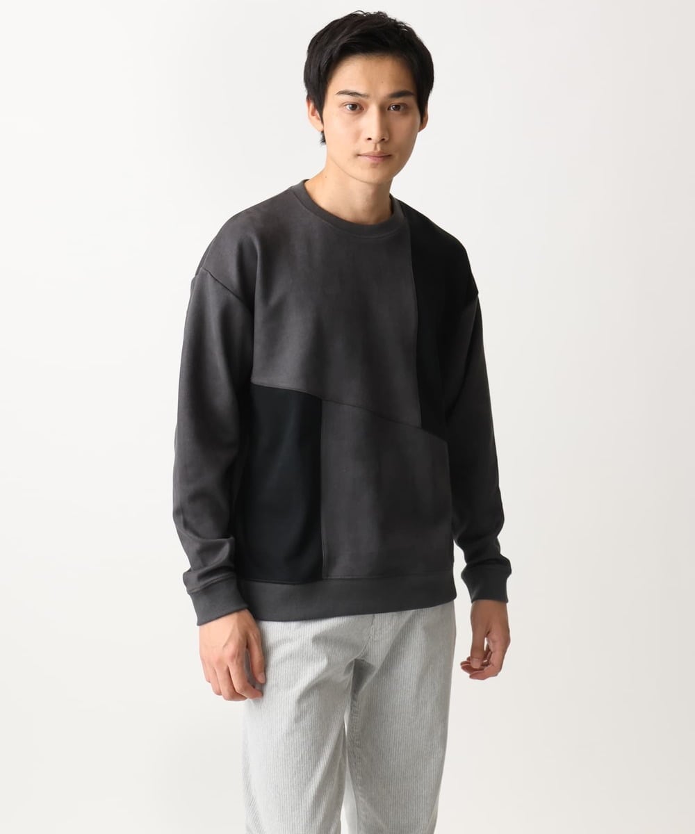MKKAC82069 MK MICHEL KLEIN HOMME(MKミッシェルクランオム) スエード切り替えスウェット グリーン