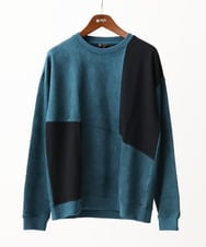 MKKAC82069 MK MICHEL KLEIN HOMME(MKミッシェルクランオム) スエード切り替えスウェット グリーン