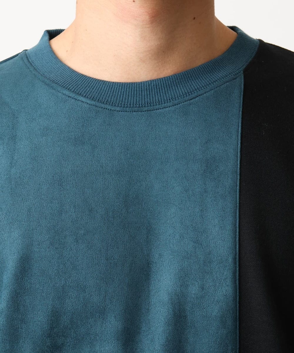MKKAC82069 MK MICHEL KLEIN HOMME(MKミッシェルクランオム) スエード切り替えスウェット グリーン