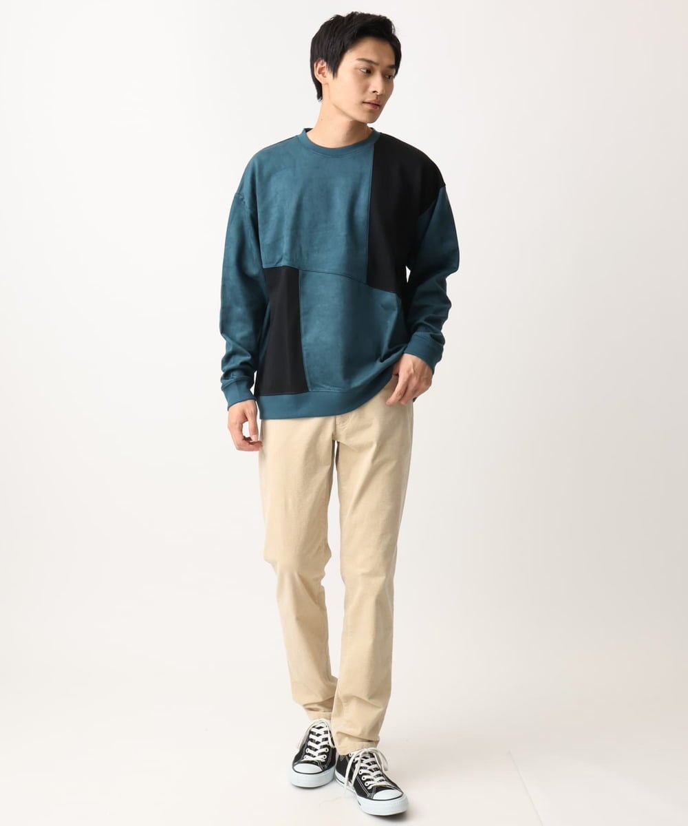 MKKAC82069 MK MICHEL KLEIN HOMME(MKミッシェルクランオム) スエード切り替えスウェット グリーン