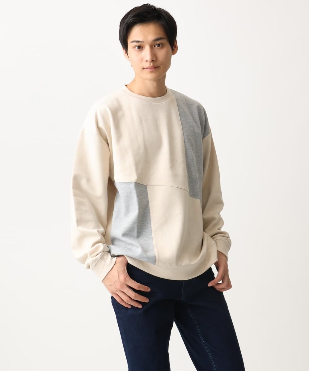 MKKAC82069 MK MICHEL KLEIN HOMME(MKミッシェルクランオム) スエード切り替えスウェット グリーン
