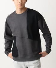 MKKAC82069 MK MICHEL KLEIN HOMME(MKミッシェルクランオム) スエード切り替えスウェット ダークグレー