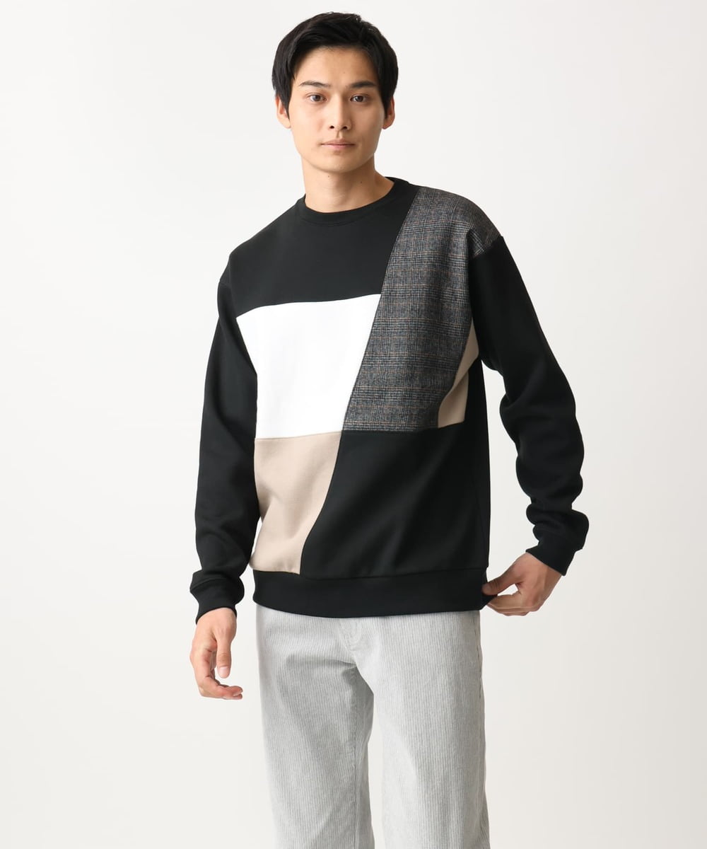 MKKAC83069 MK MICHEL KLEIN HOMME(MKミッシェルクランオム) ブロックキリカエスウェット ブラック