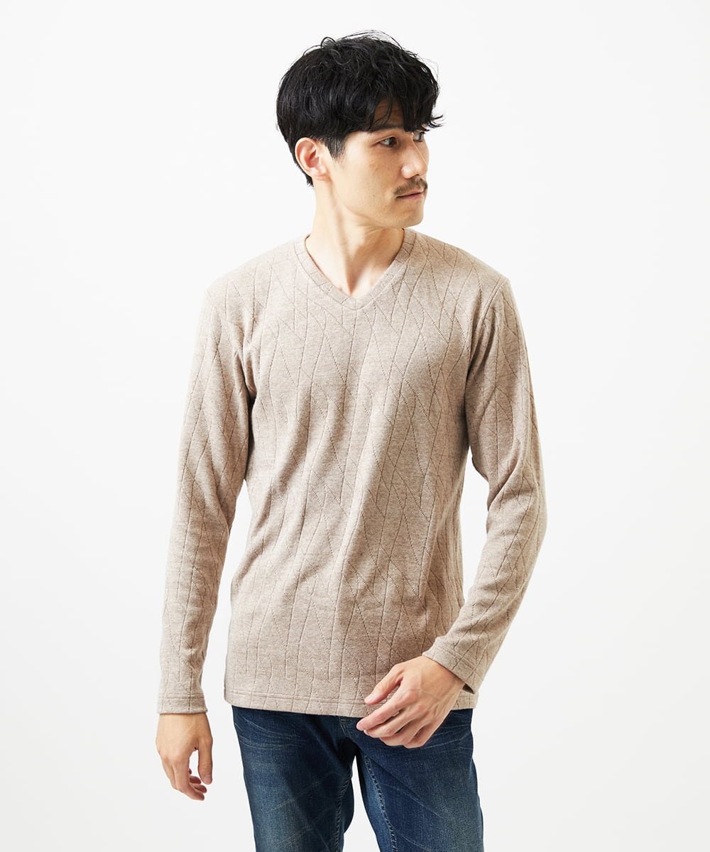 MKKAD67079 MK MICHEL KLEIN HOMME(MKミッシェルクランオム) ソフトモザイクデザインカットソー ベージュ