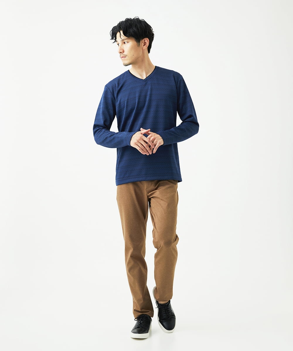 MKKAF04069 MK MICHEL KLEIN HOMME(MKミッシェルクランオム) ZIGZAGジャガードカットソー ネイビー