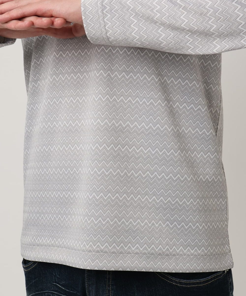 MKKAF04069 MK MICHEL KLEIN HOMME(MKミッシェルクランオム) ZIGZAGジャガードカットソー ライトグレー