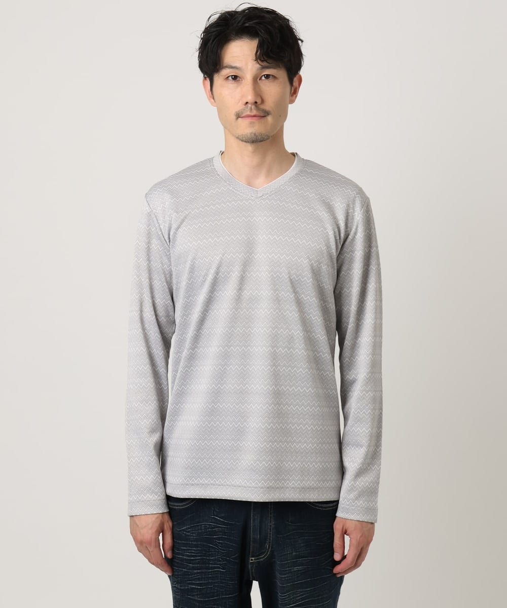 MKKAF04069 MK MICHEL KLEIN HOMME(MKミッシェルクランオム) ZIGZAGジャガードカットソー ライトグレー