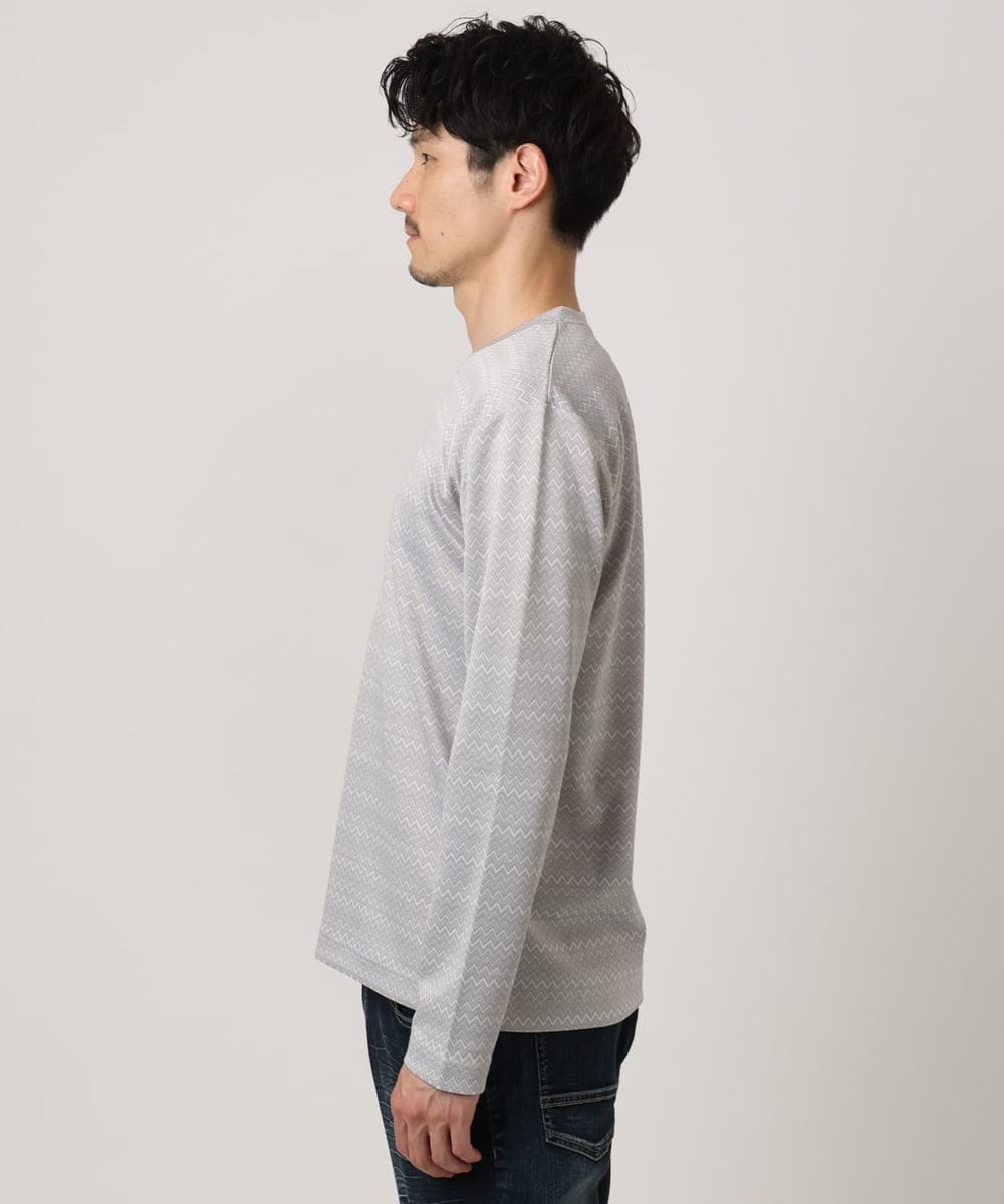 MKKAF04069 MK MICHEL KLEIN HOMME(MKミッシェルクランオム) ZIGZAGジャガードカットソー ライトグレー