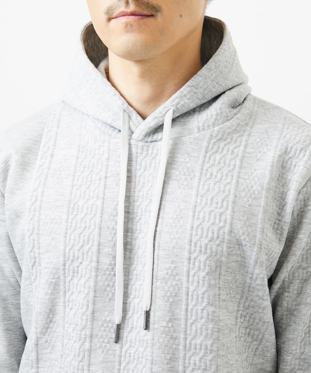 MKKAF11090 MK MICHEL KLEIN HOMME(MKミッシェルクランオム) ケーブルニットコンビパーカー ライトグレー