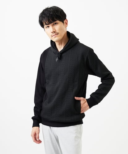 MKKAF11090 MK MICHEL KLEIN HOMME ケーブルニットコンビパーカー