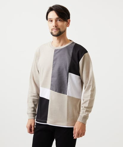 MKKAF89059 MK MICHEL KLEIN HOMME ブロック切り替え長袖カットソー