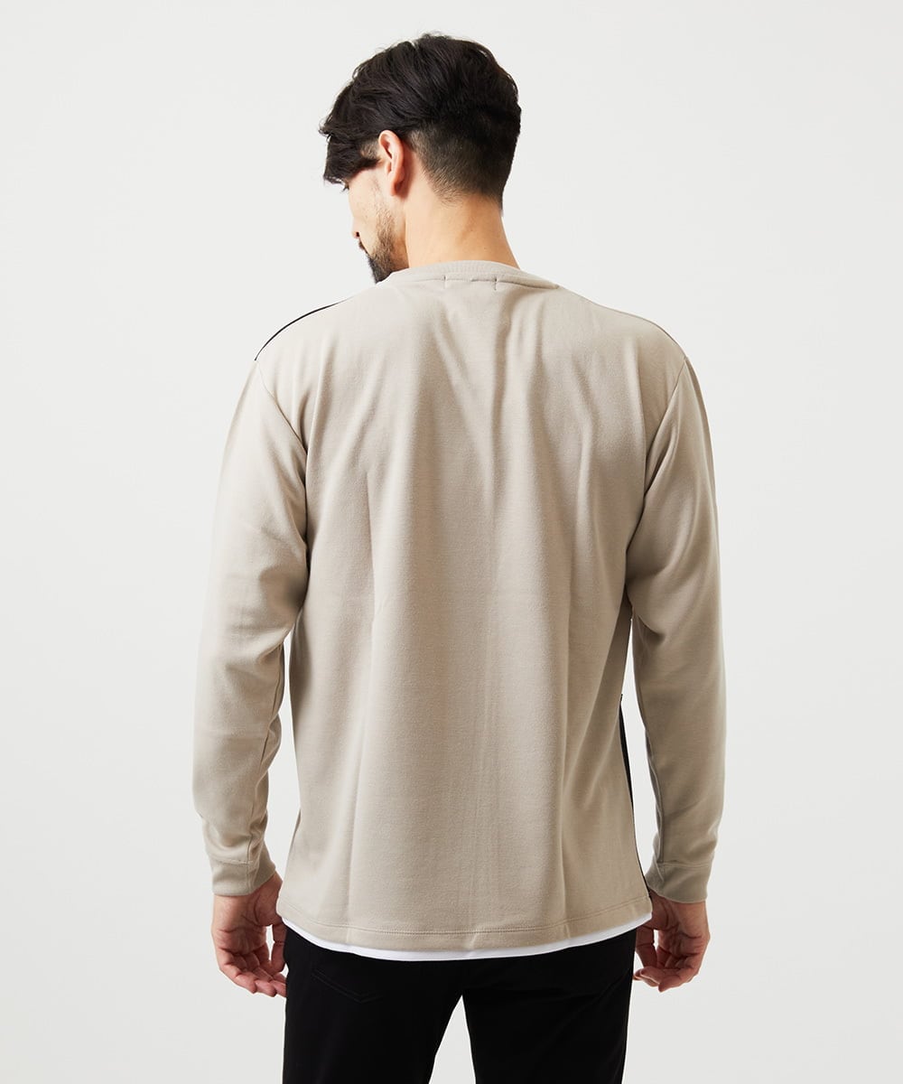 MKKAF89059 MK MICHEL KLEIN HOMME(MKミッシェルクランオム) ブロック切り替え長袖カットソー アイボリー