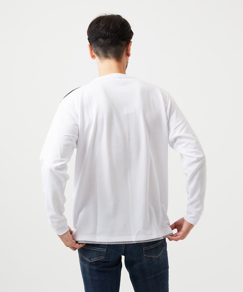 MKKAF89059 MK MICHEL KLEIN HOMME(MKミッシェルクランオム) ブロック切り替え長袖カットソー ホワイト