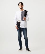MKKAF89059 MK MICHEL KLEIN HOMME(MKミッシェルクランオム) ブロック切り替え長袖カットソー ホワイト