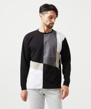 MKKAF89059 MK MICHEL KLEIN HOMME(MKミッシェルクランオム) ブロック切り替え長袖カットソー ブラック