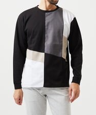 MKKAF89059 MK MICHEL KLEIN HOMME(MKミッシェルクランオム) 【ゆったりサイズ】ブロック切り替え長袖カットソー ブラック