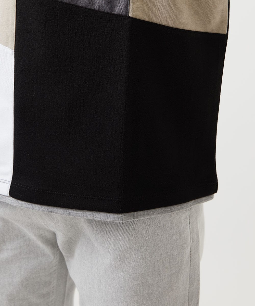 MKKAF89059 MK MICHEL KLEIN HOMME(MKミッシェルクランオム) ブロック切り替え長袖カットソー ブラック