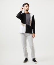 MKKAF89059 MK MICHEL KLEIN HOMME(MKミッシェルクランオム) ブロック切り替え長袖カットソー ブラック