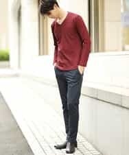 MKKAJ57055 MK MICHEL KLEIN HOMME(MKミッシェルクランオム) カットソー／へリンボンリンクス パープル