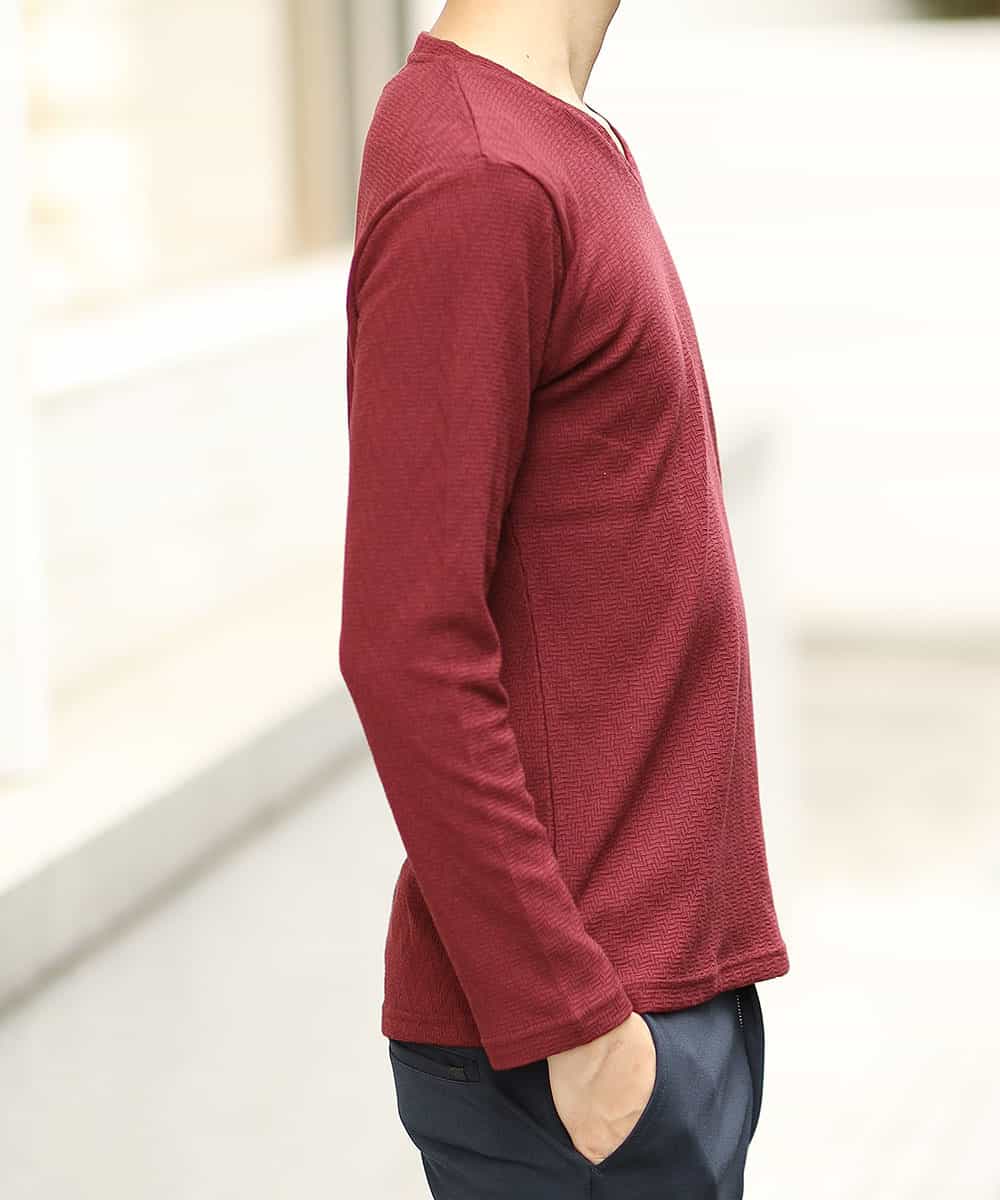 MKKAJ57055 MK MICHEL KLEIN HOMME(MKミッシェルクランオム) カットソー／へリンボンリンクス パープル