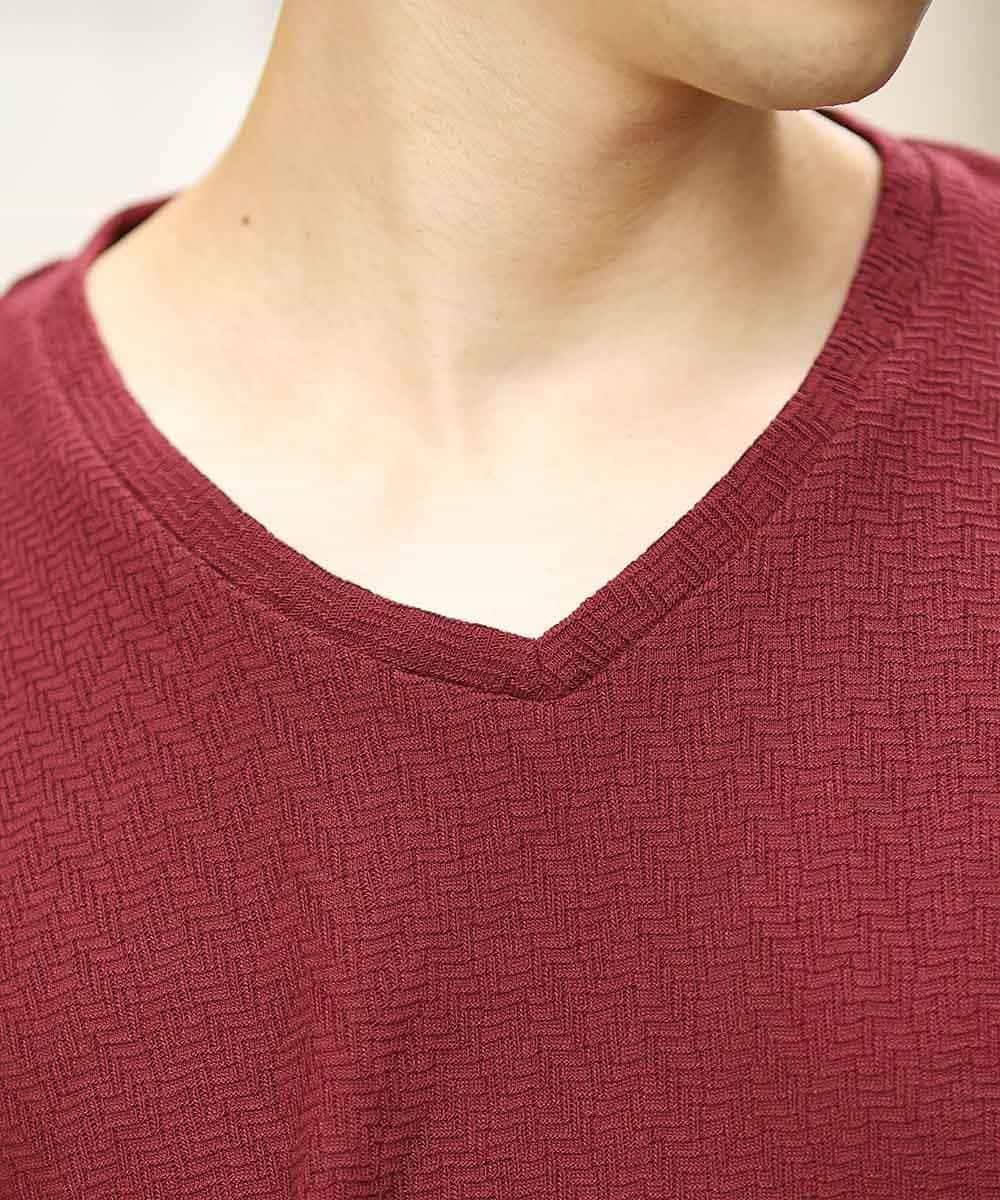 MKKAJ57055 MK MICHEL KLEIN HOMME(MKミッシェルクランオム) カットソー／へリンボンリンクス パープル