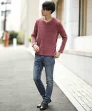 MKKAL65065 MK MICHEL KLEIN HOMME(MKミッシェルクランオム) カットソー／ハリヌキベロア パープル