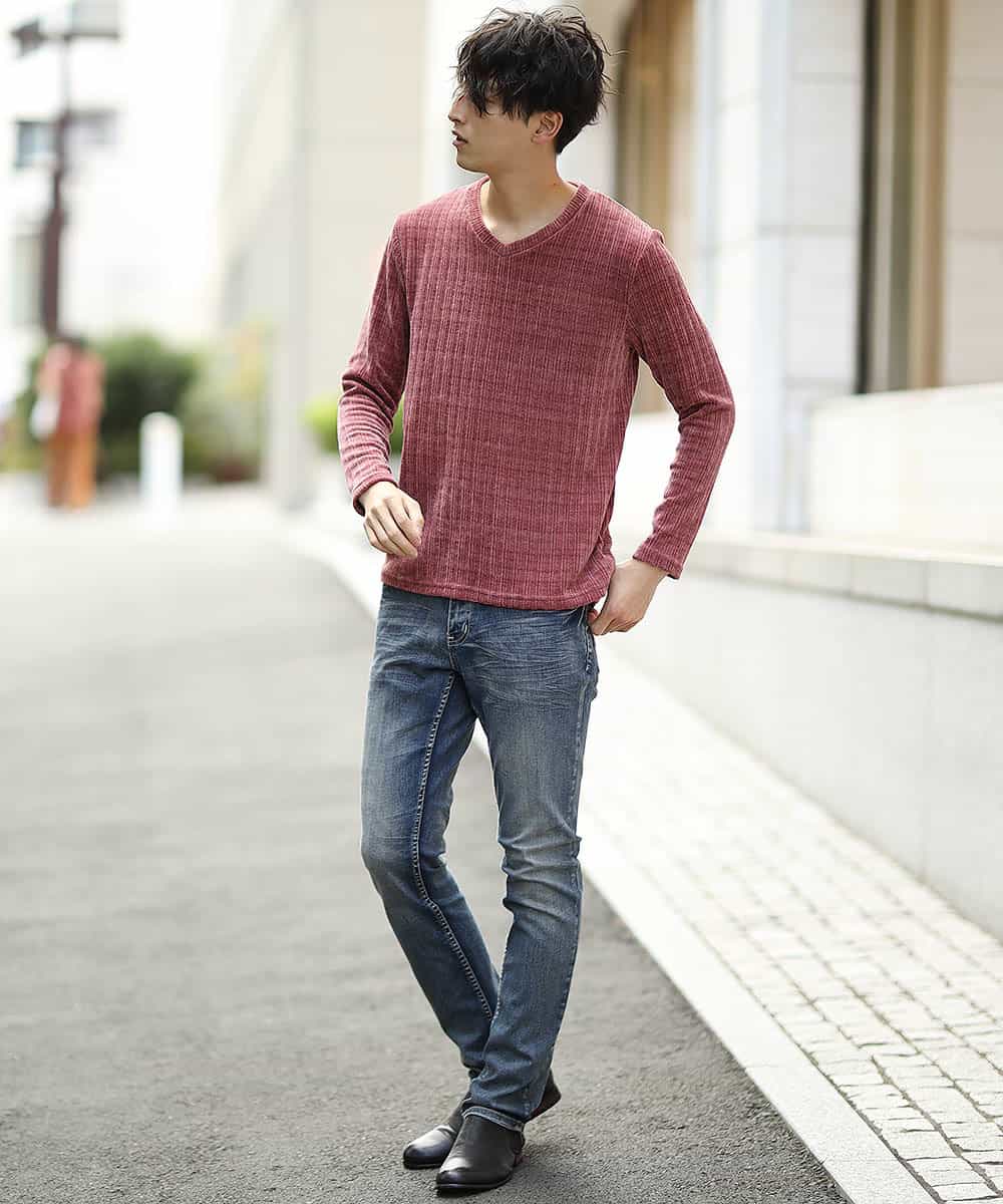 MKKAL65065 MK MICHEL KLEIN HOMME(MKミッシェルクランオム) カットソー／ハリヌキベロア パープル
