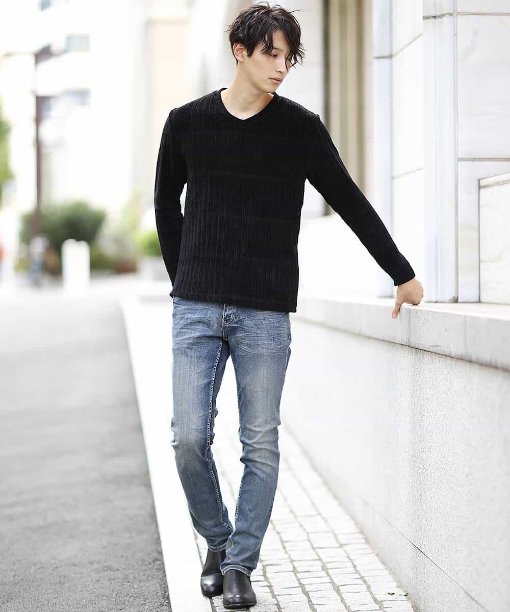 MKKAL65065 MK MICHEL KLEIN HOMME(MKミッシェルクランオム) カットソー／ハリヌキベロア ブラック