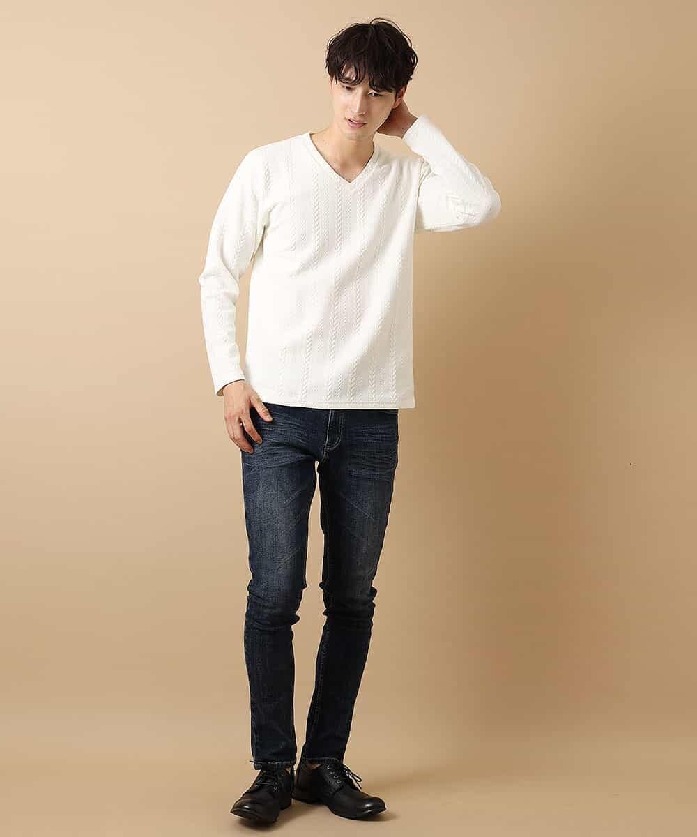 MKKAM65069 MK MICHEL KLEIN HOMME(MKミッシェルクランオム) カットソー／ランダムフクレへリンボン ホワイト(90)