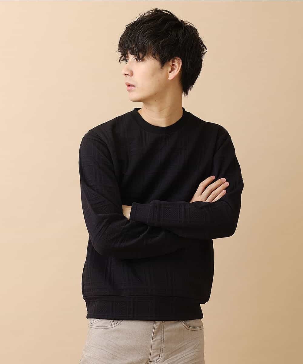 MKKAO35069 MK MICHEL KLEIN HOMME(MKミッシェルクランオム) 【ワンマイルウェア】フクレチェックカットソー ブラック