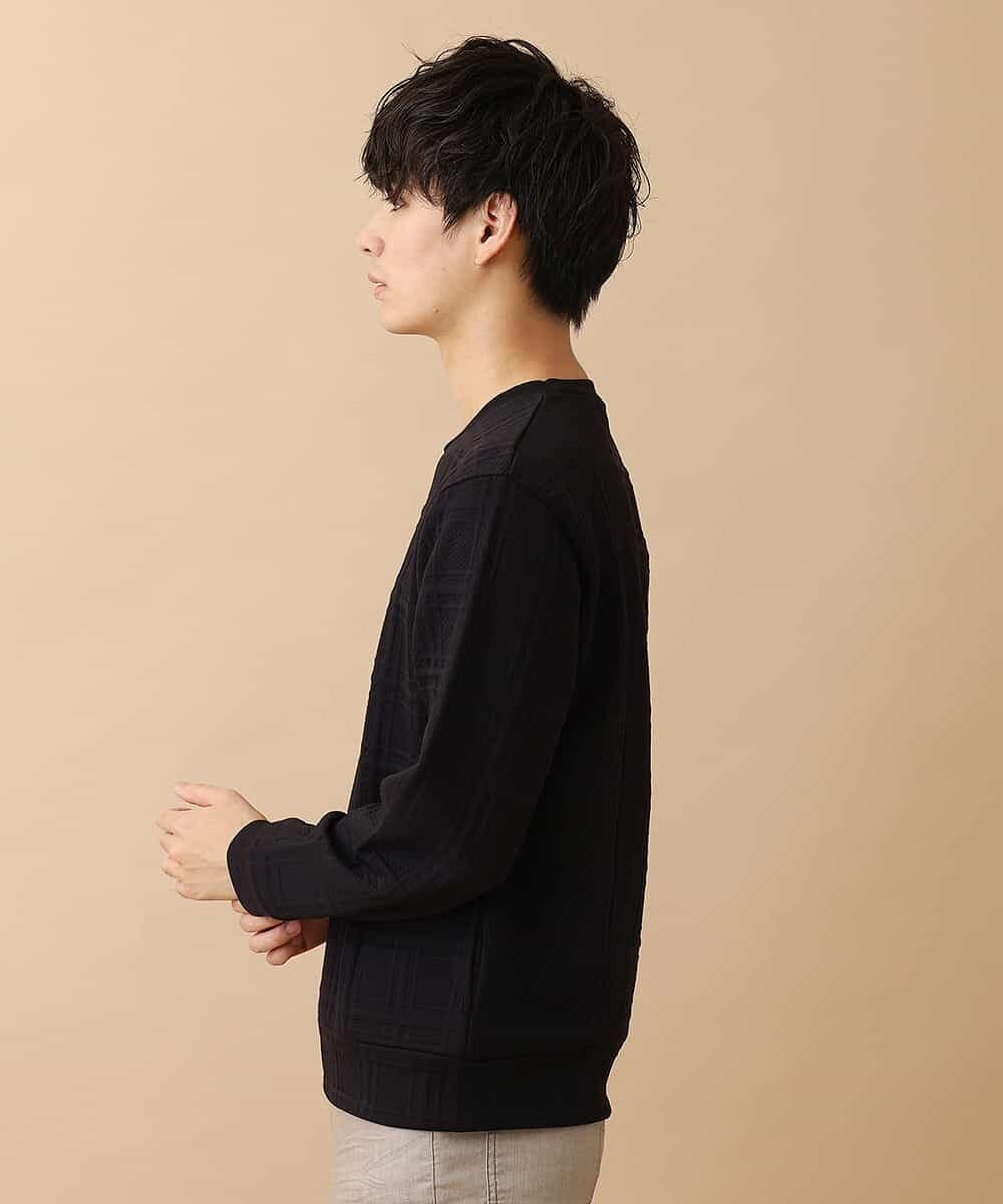 MKKAO35069 MK MICHEL KLEIN HOMME(MKミッシェルクランオム) 【ワンマイルウェア】フクレチェックカットソー ブラック