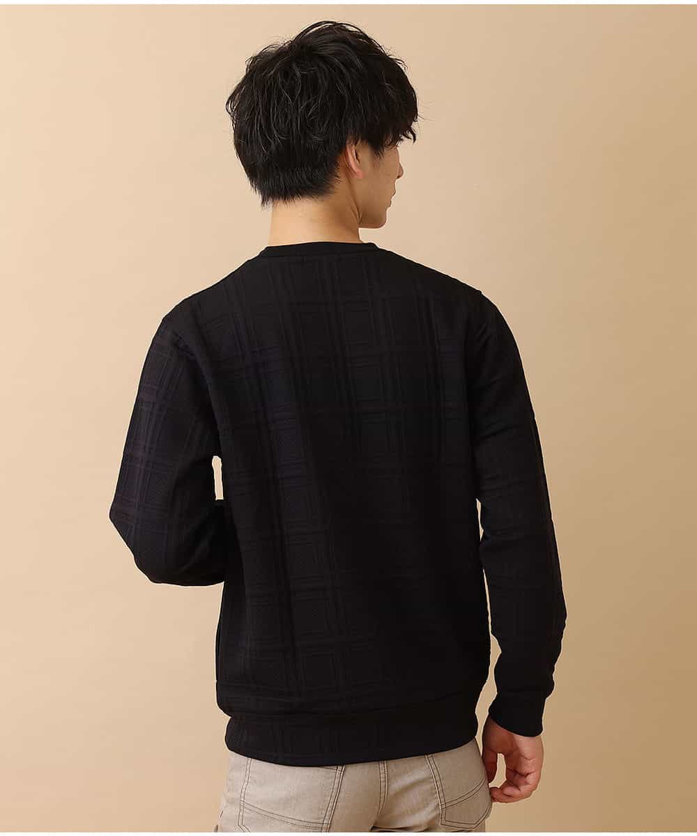 MKKAO35069 MK MICHEL KLEIN HOMME(MKミッシェルクランオム) 【ワンマイルウェア】フクレチェックカットソー ブラック