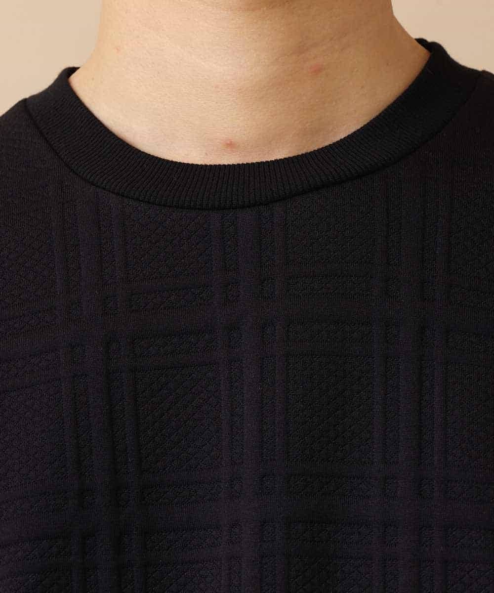 MKKAO35069 MK MICHEL KLEIN HOMME(MKミッシェルクランオム) 【ワンマイルウェア】フクレチェックカットソー ブラック