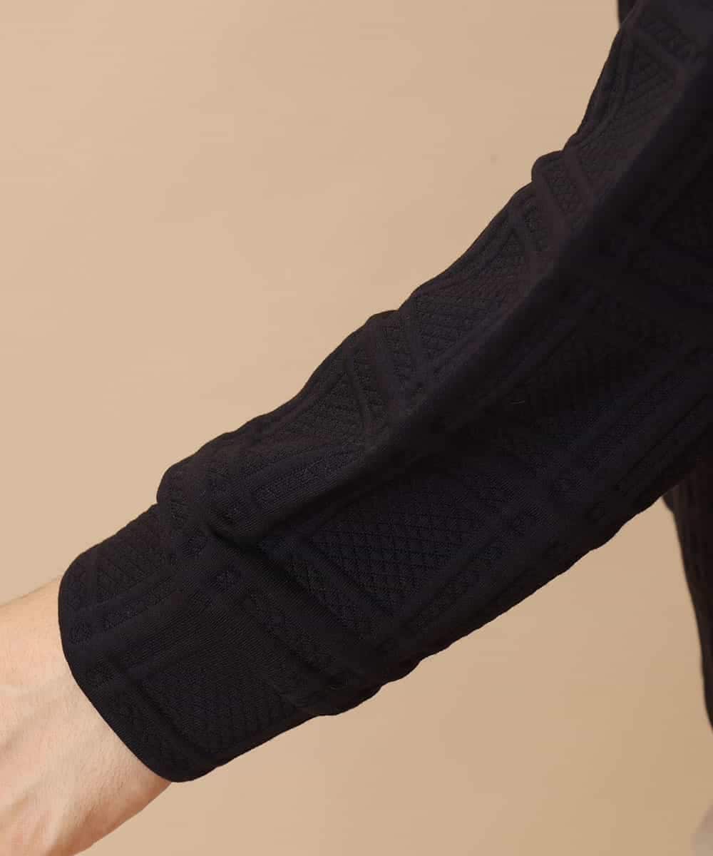 MKKAO35069 MK MICHEL KLEIN HOMME(MKミッシェルクランオム) 【ワンマイルウェア】フクレチェックカットソー ブラック
