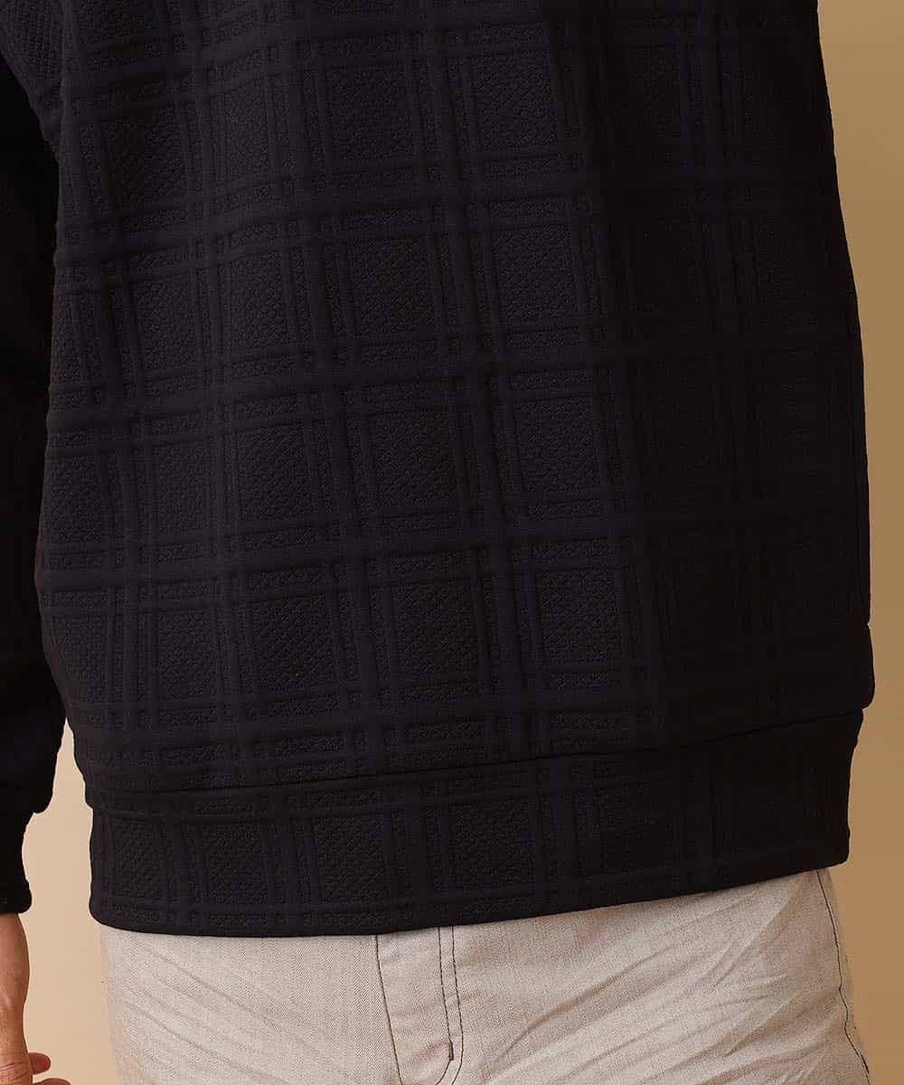 MKKAO35069 MK MICHEL KLEIN HOMME(MKミッシェルクランオム) 【ワンマイルウェア】フクレチェックカットソー ブラック