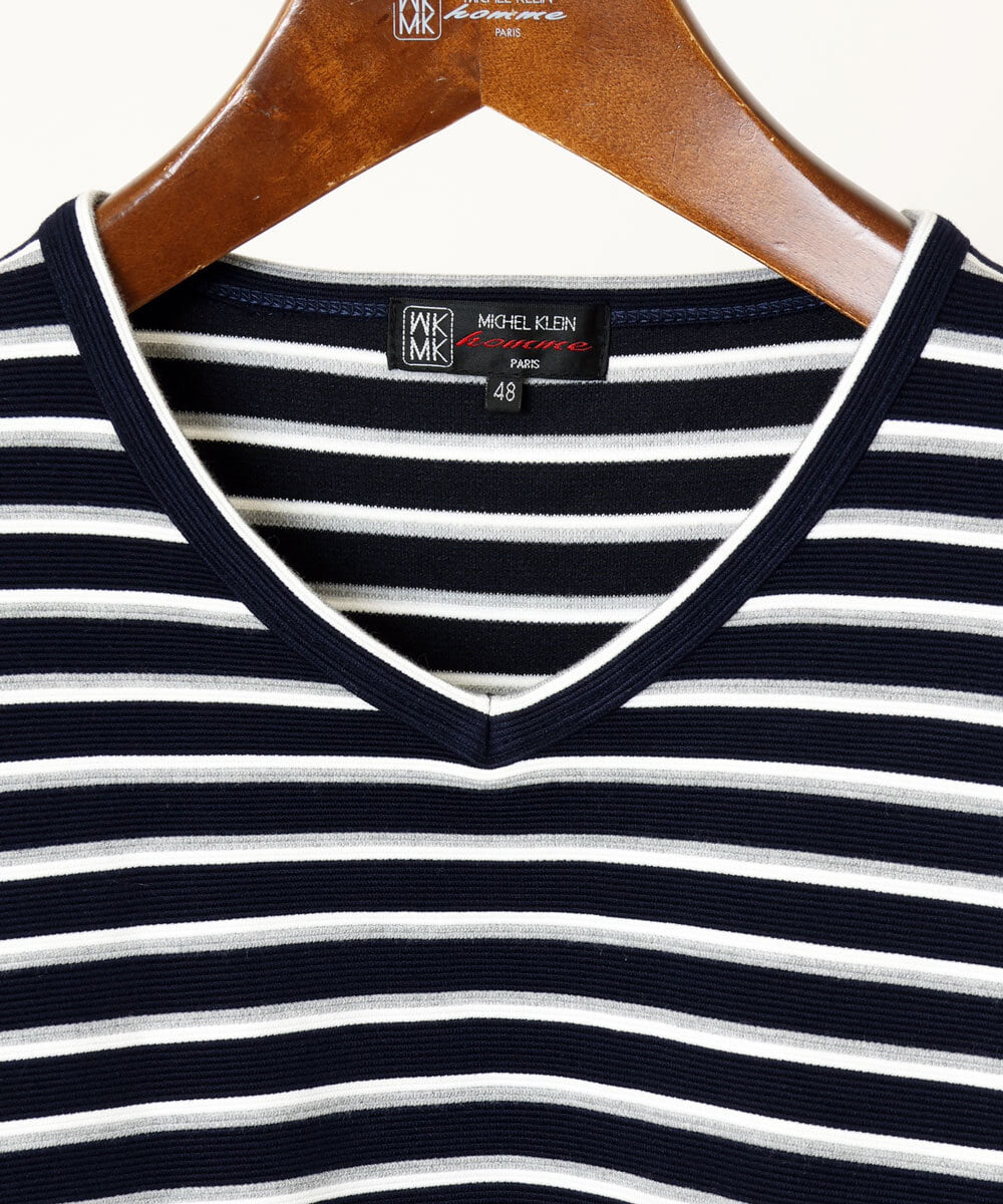 MKKAU06069 MK MICHEL KLEIN HOMME(MKミッシェルクランオム) ボーダーカットソー ネイビー