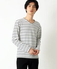 MKKAU06069 MK MICHEL KLEIN HOMME(MKミッシェルクランオム) ボーダーカットソー ホワイト