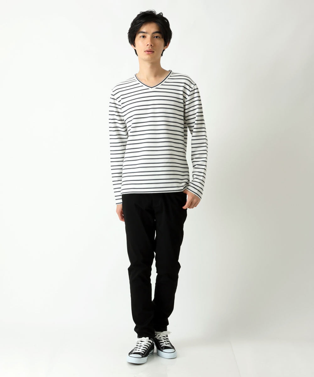 MKKAU06069 MK MICHEL KLEIN HOMME(MKミッシェルクランオム) ボーダーカットソー ホワイト