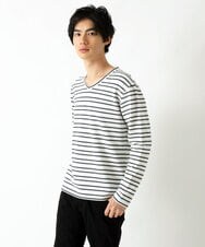 MKKAU06069 MK MICHEL KLEIN HOMME(MKミッシェルクランオム) ボーダーカットソー ホワイト